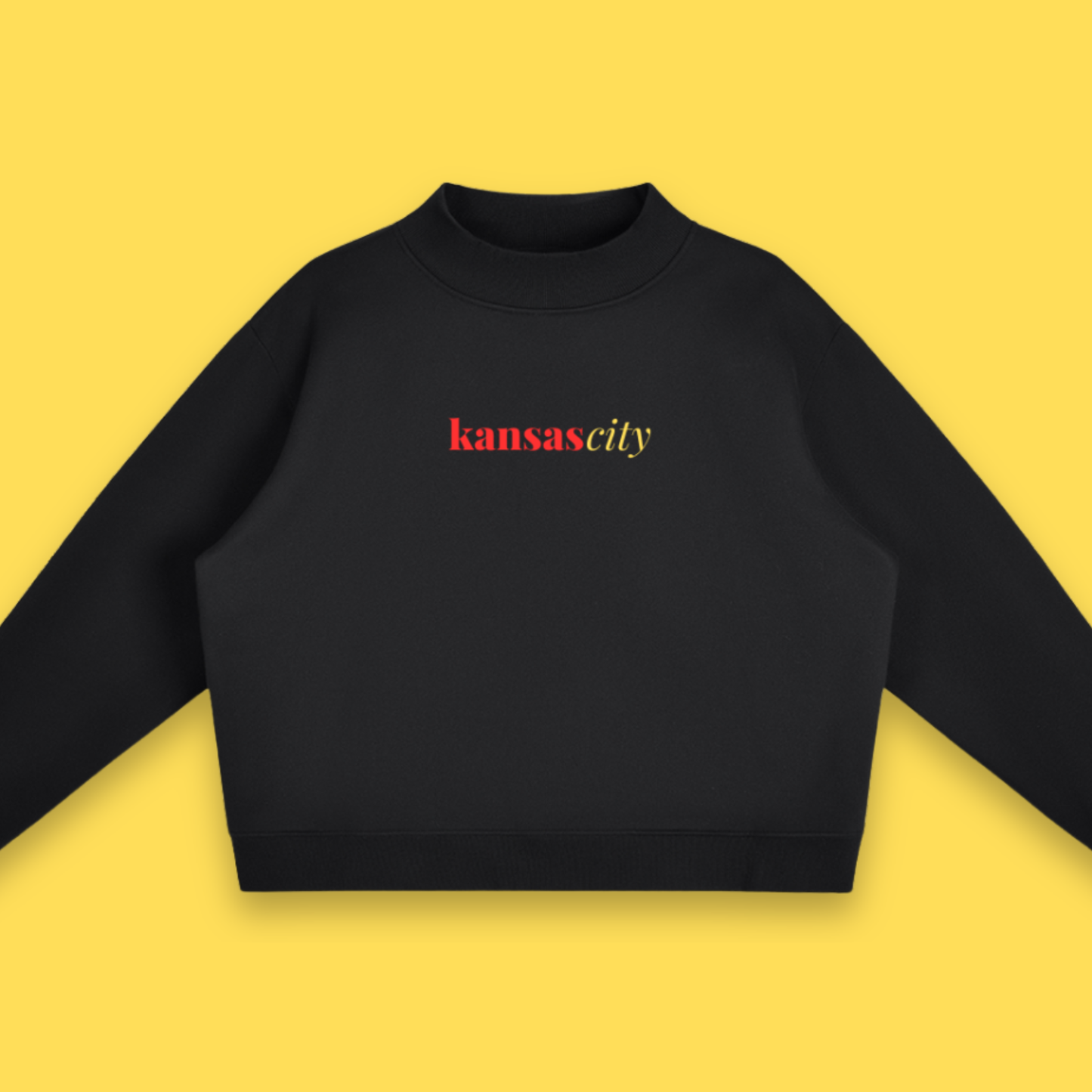 Kansas City Mock Neck Sweatshirt - Black