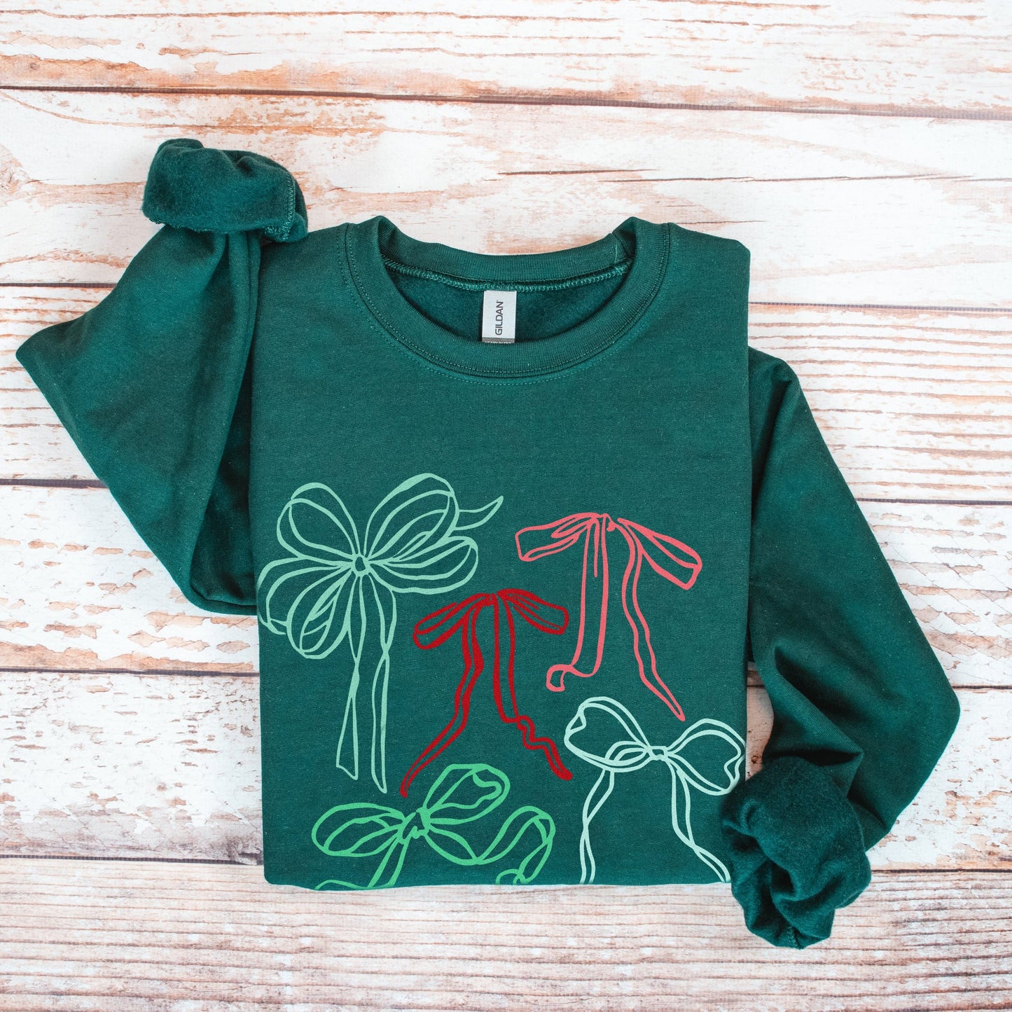 Christmas Bows Sweatshirt - Forest