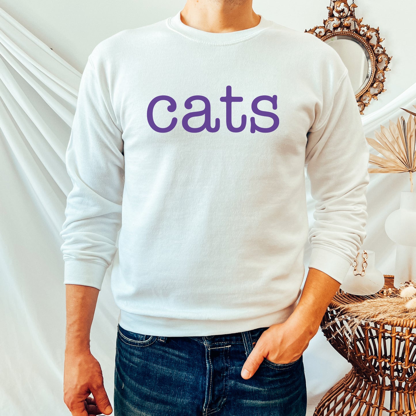 Cats Sweatshirt - White Purple