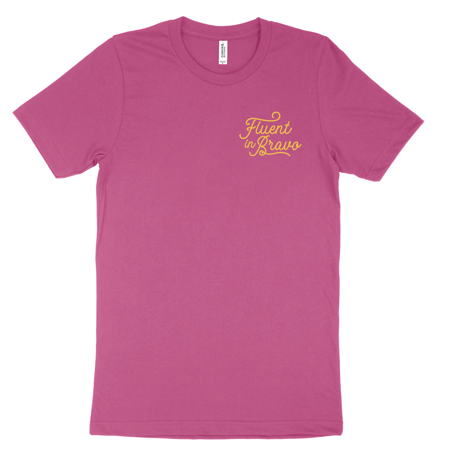 Fluent in Bravo Tee - Raspberry