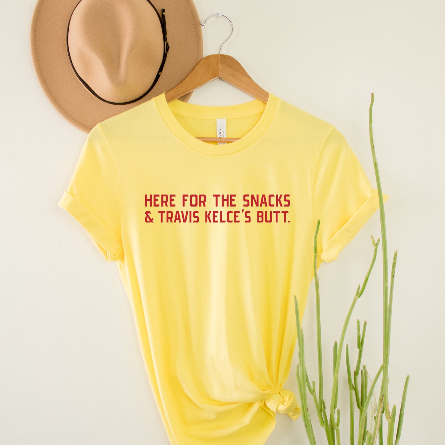 Here For The Snacks And Travis Kelce's Butt Tee - Yellow