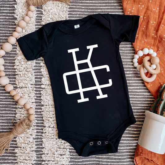KC Monogram Baby One Piece | Black