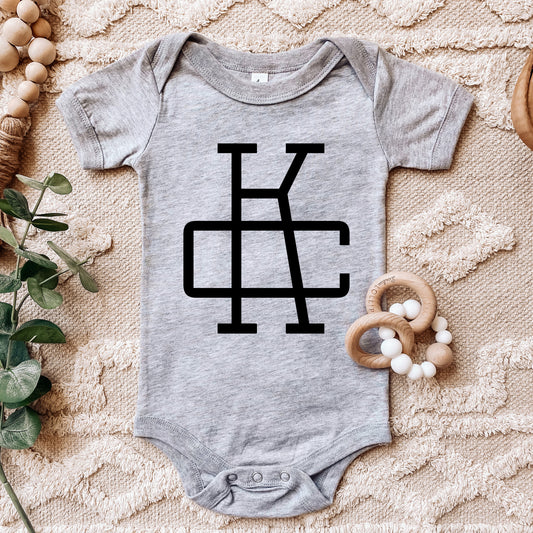 KC Monogram Baby One Piece | Grey