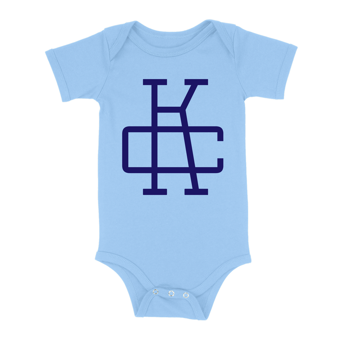 KC Monogram Baby One Piece | Light Blue