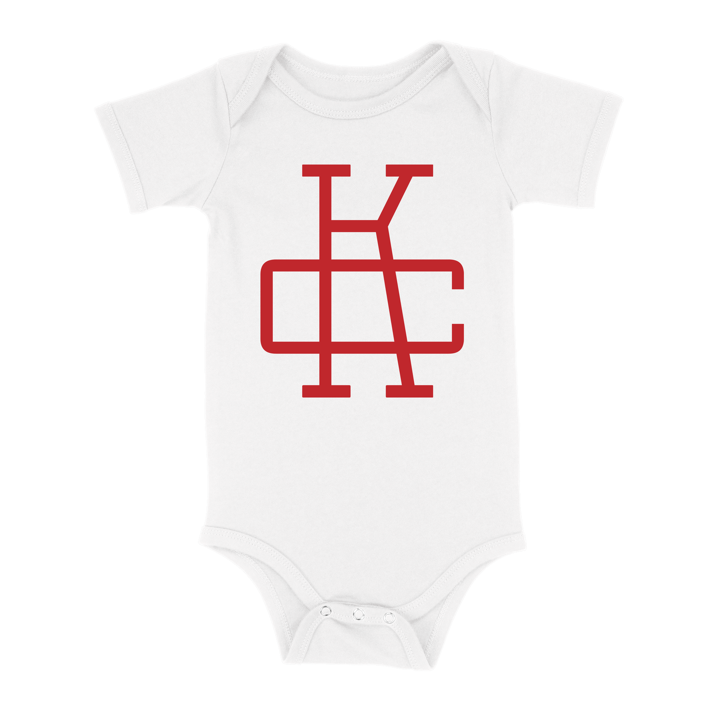 KC Monogram Baby One Piece | White Red