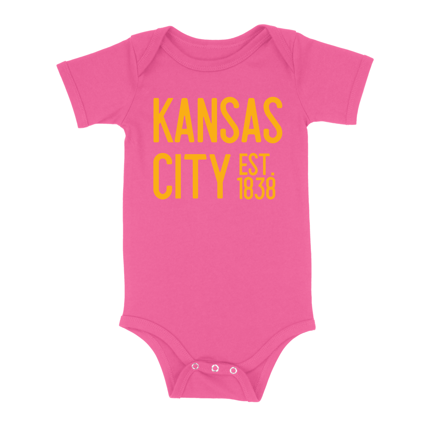 Kansas City EST 1838 Baby One Piece | Hot Pink