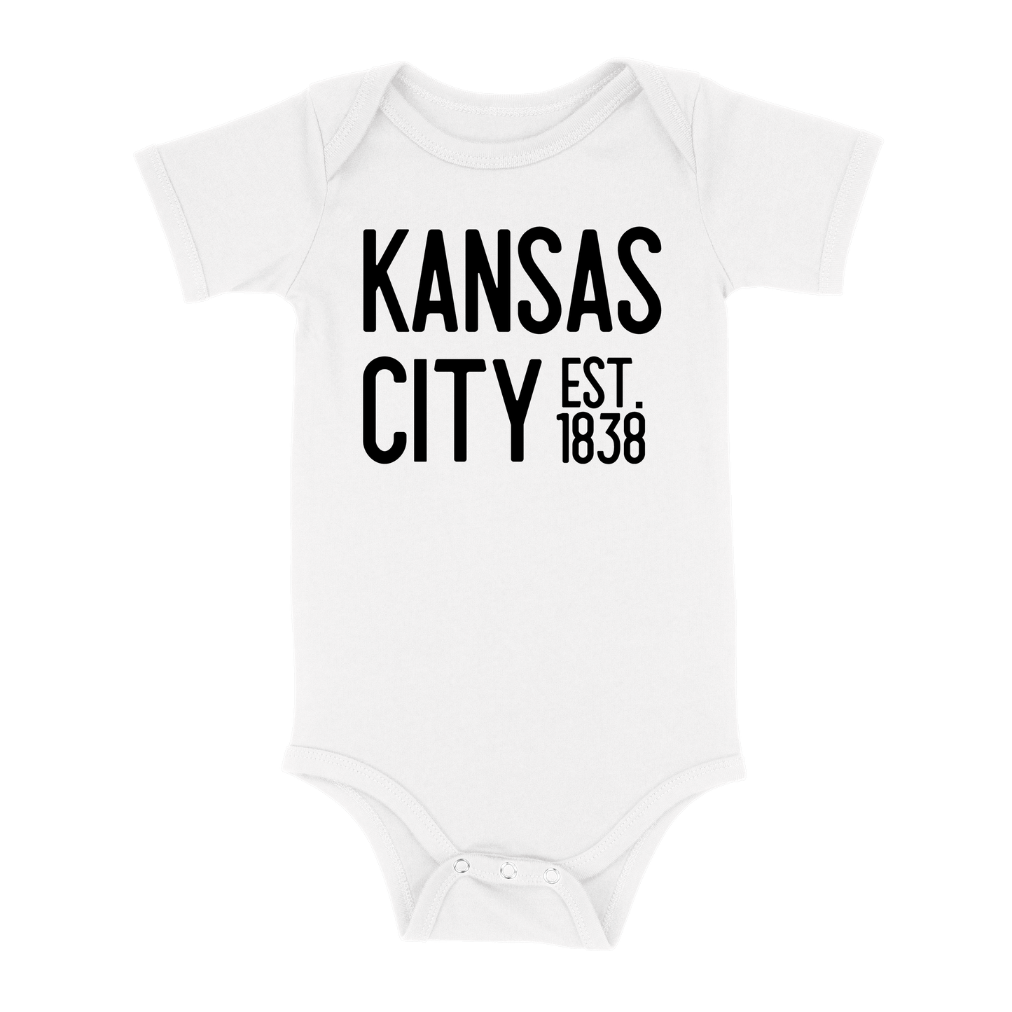 Kansas City EST 1838 Baby One Piece | White Black