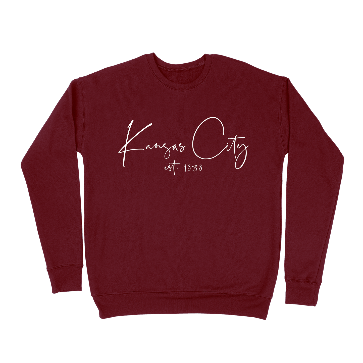 Kansas City EST 1838 Script Sweatshirt - Maroon