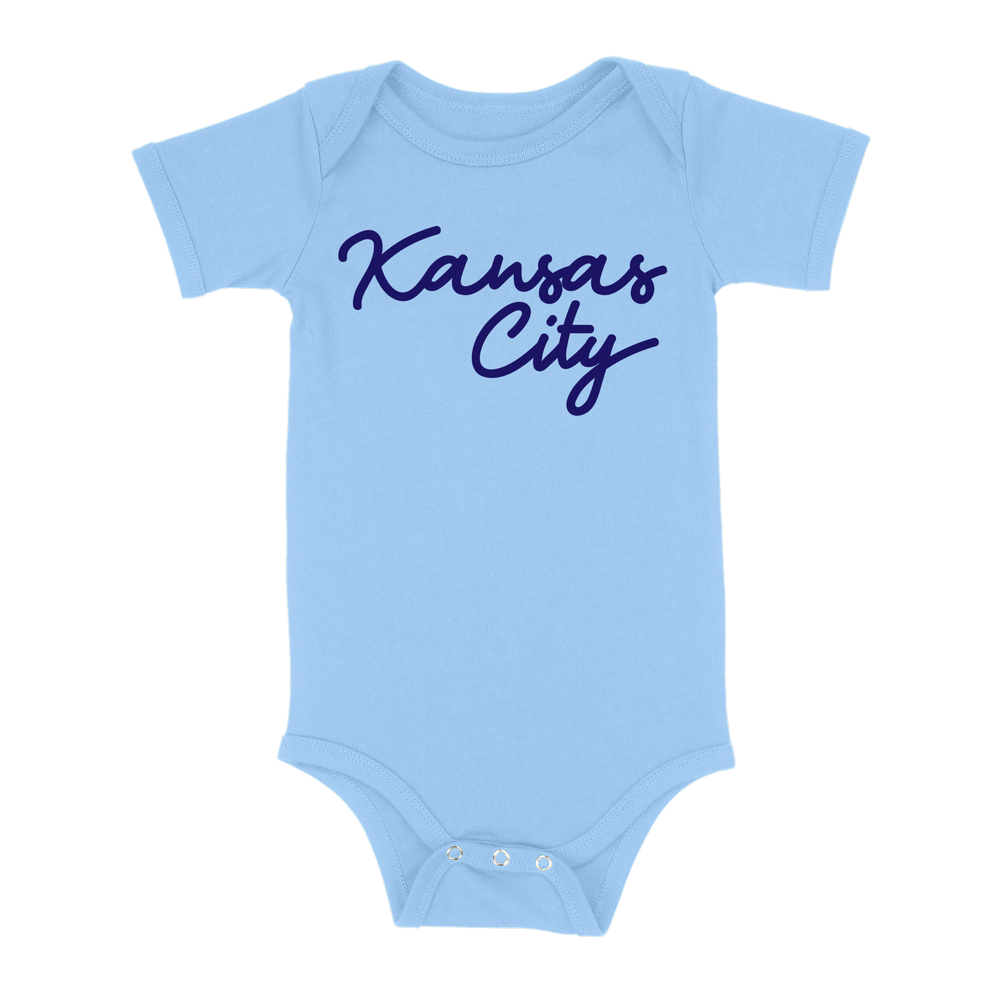 Kansas City Script Baby One Piece | Light Blue