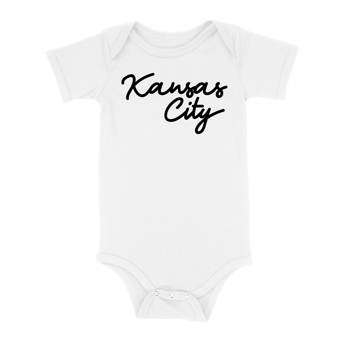 Kansas City Script Baby One Piece | White Black