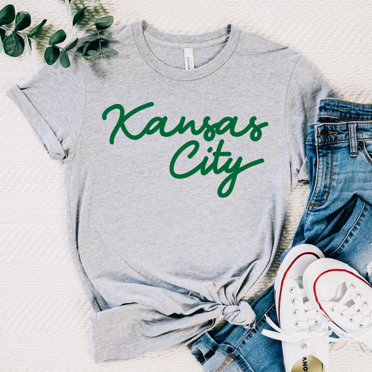 Kansas City Script Tee - Light Grey