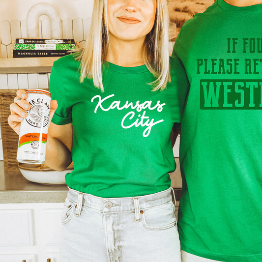 Kansas City Script Tee - Green
