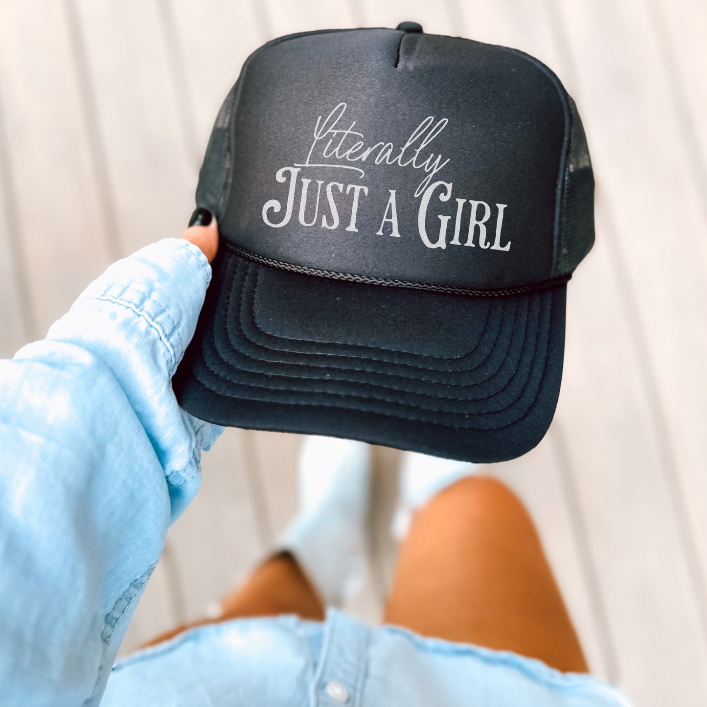 Literally Just a Girl Trucker - Black