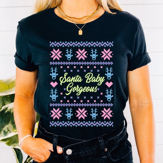Santa Baby Gorgeous Tee - Black
