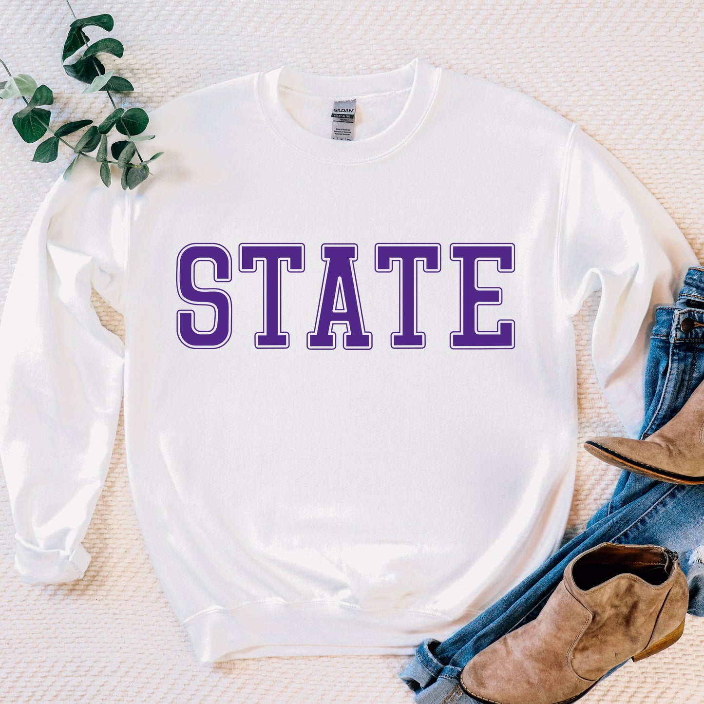 State Sweatshirt - White Purple