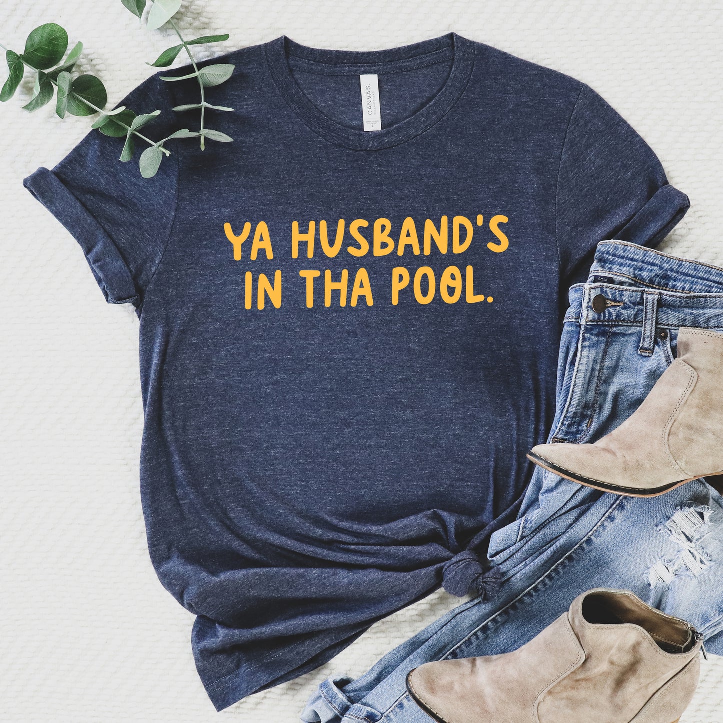 Ya Husband's In Tha Pool Tee - Navy