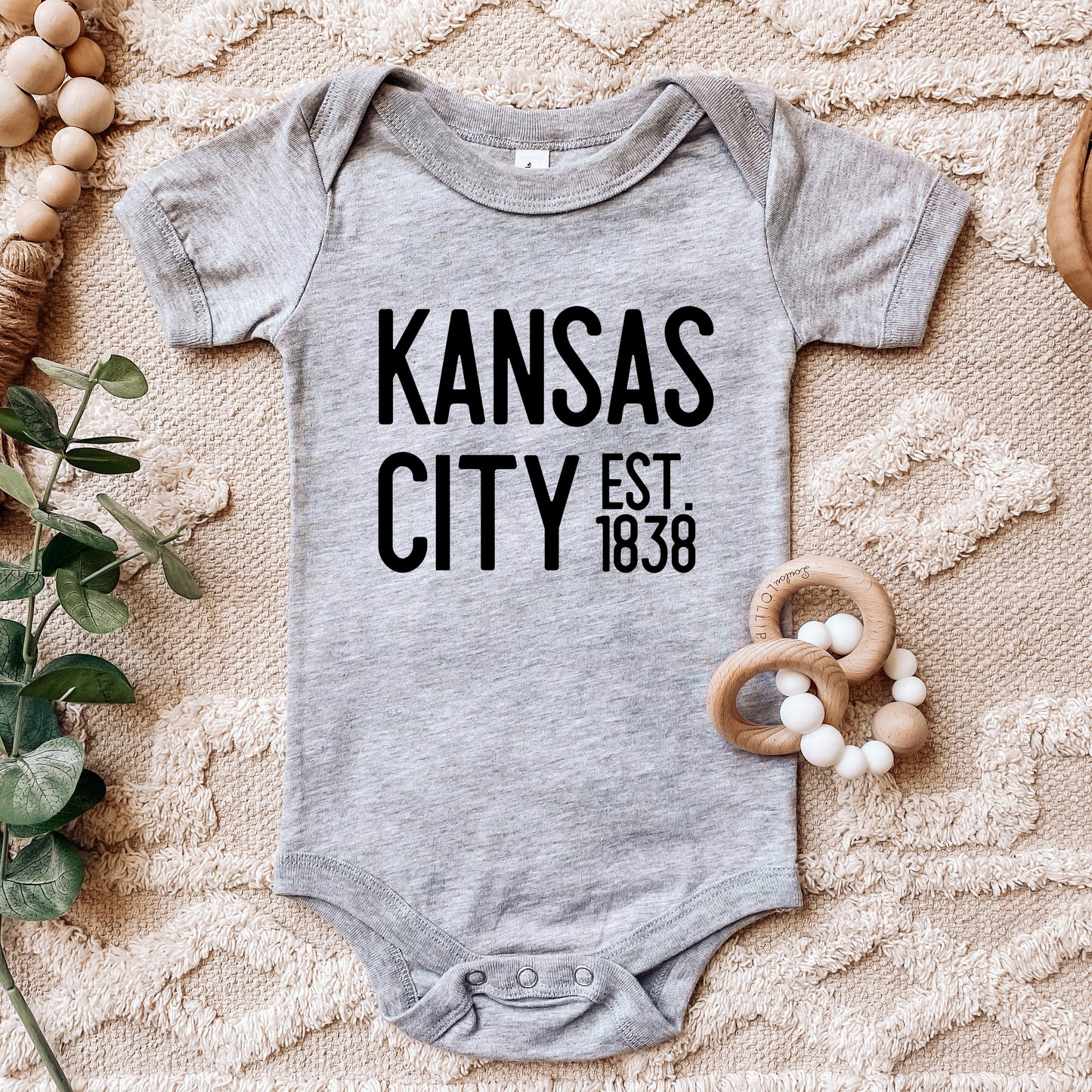 Kansas City EST 1838 Baby One Piece | Grey