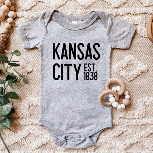Kansas City EST 1838 Baby One Piece | Grey