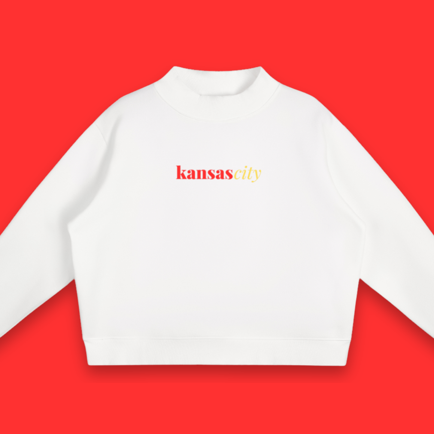 Kansas City Mock Neck Sweatshirt - White
