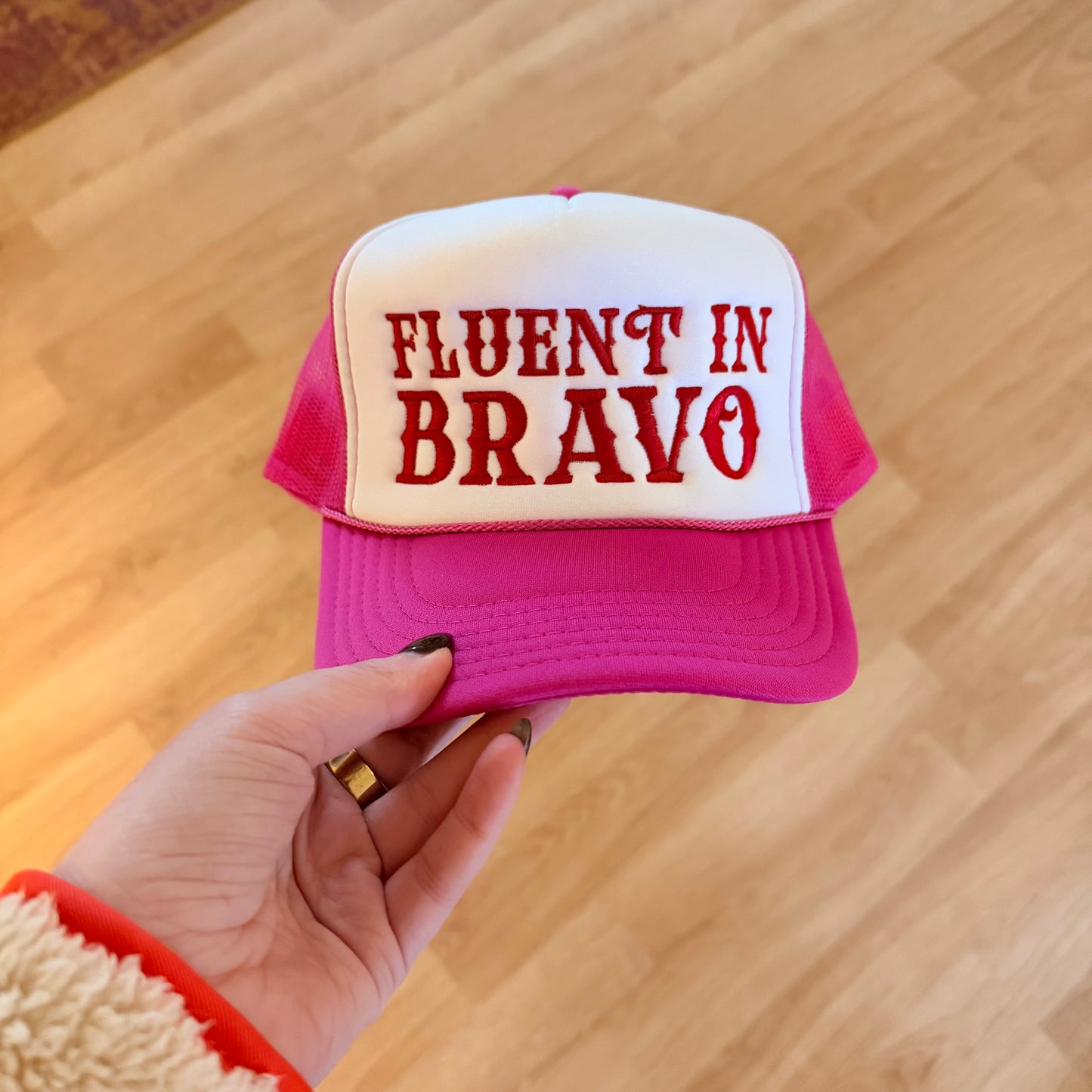 Fluent in Bravo Trucker - Hot Pink