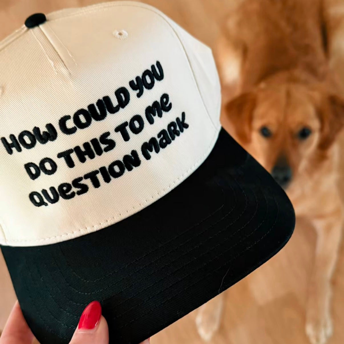 How Could You Do This To Me Question Mark Trucker - Tan/Black