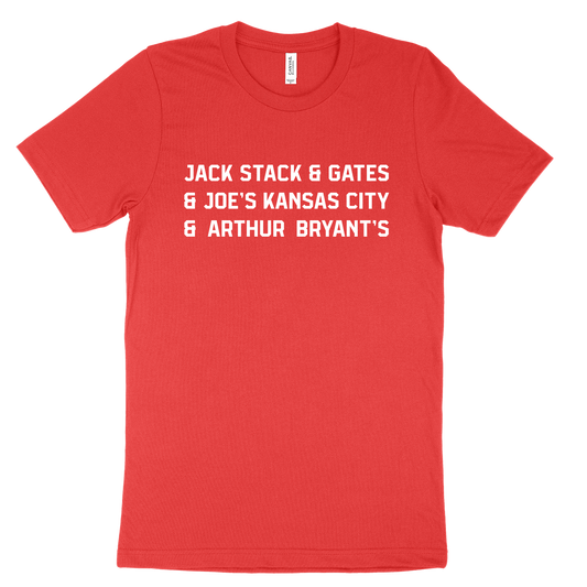 Jack Stack and Gates and Joe's Kansas City and Arthur Bryant's Tee - Red