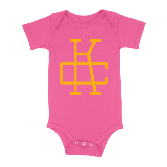 KC Monogram Baby One Piece | Hot Pink