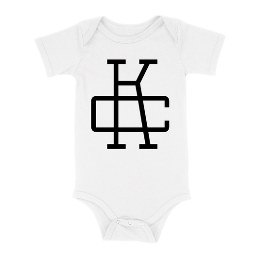 KC Monogram Baby One Piece | White Black