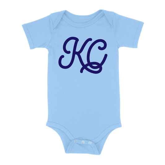 KC Script Baby One Piece | Light Blue