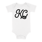KC Script Baby One Piece | White Black