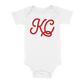 KC Script Baby One Piece | White Red