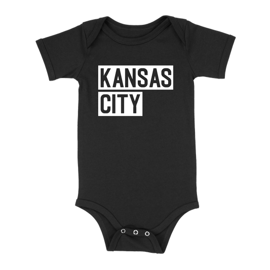 Kansas City Block Baby One Piece | Black