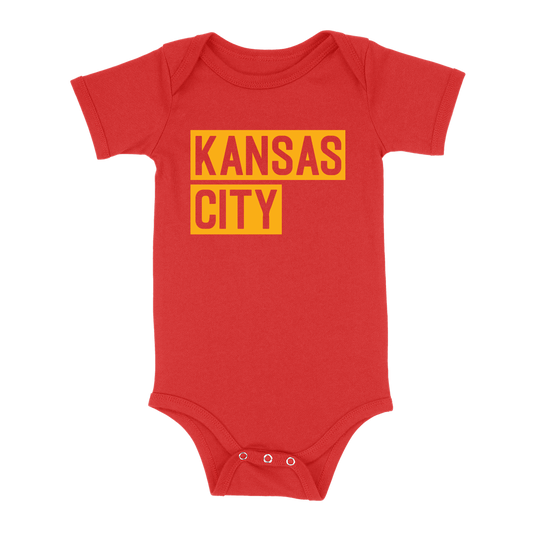 Kansas City Block Baby One Piece | Red
