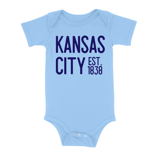 Kansas City EST 1838 Baby One Piece | Light Blue