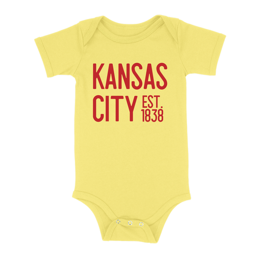 Kansas City EST 1838 Baby One Piece | Yellow