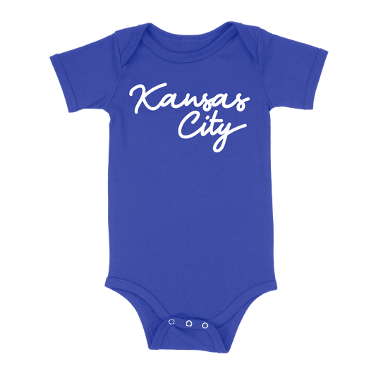 Kansas City Script Baby One Piece | Blue