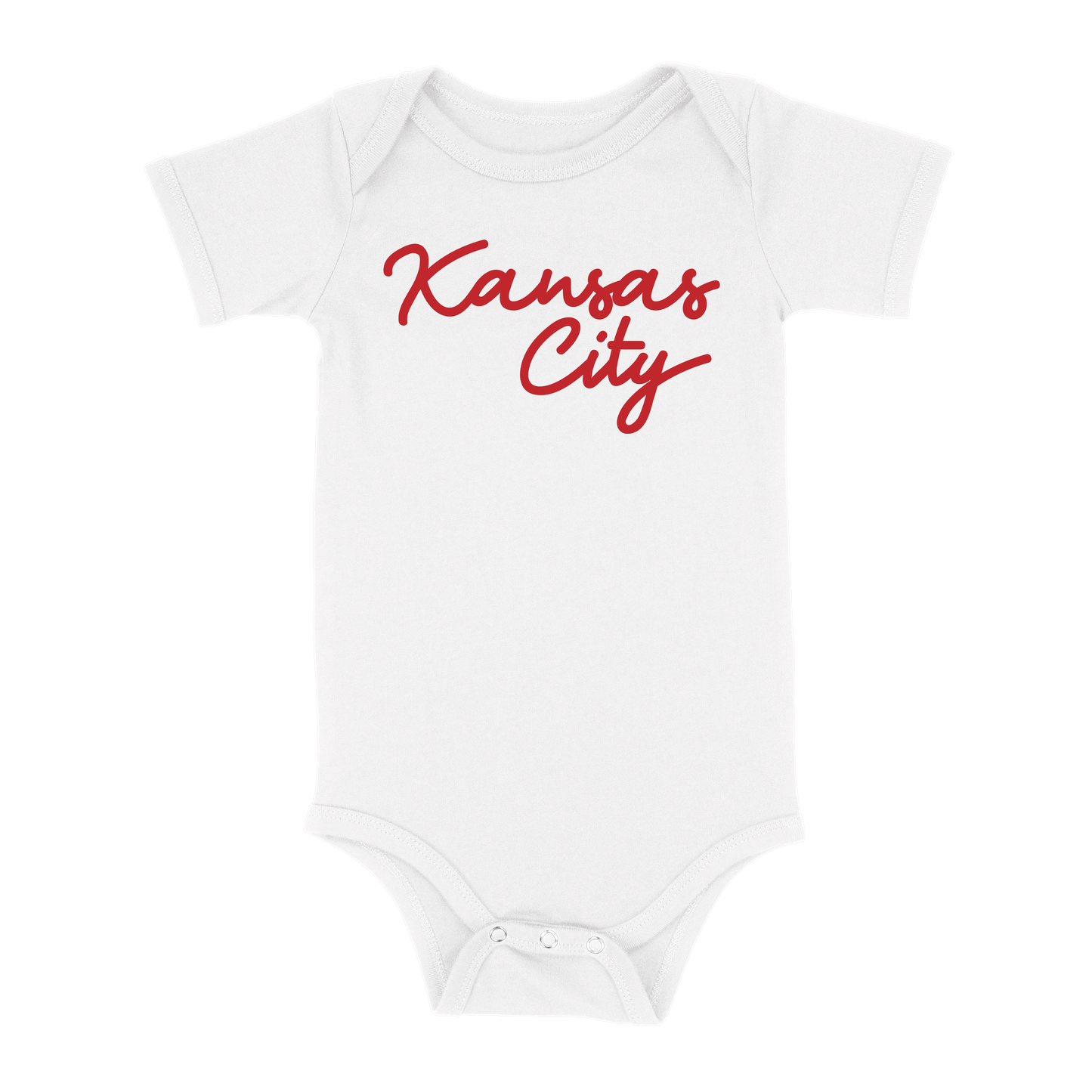 Kansas City Script Baby One Piece | White Red