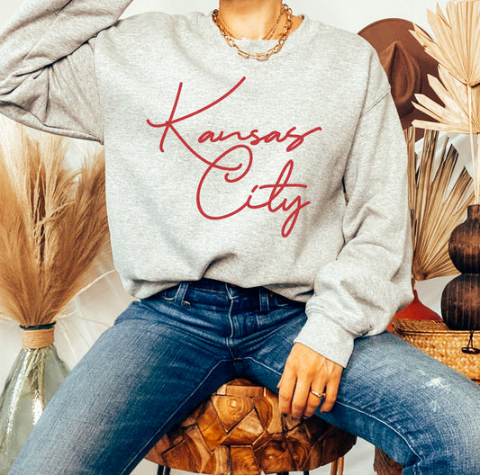 Kansas City Oversized Script Sweatshirt - Ash