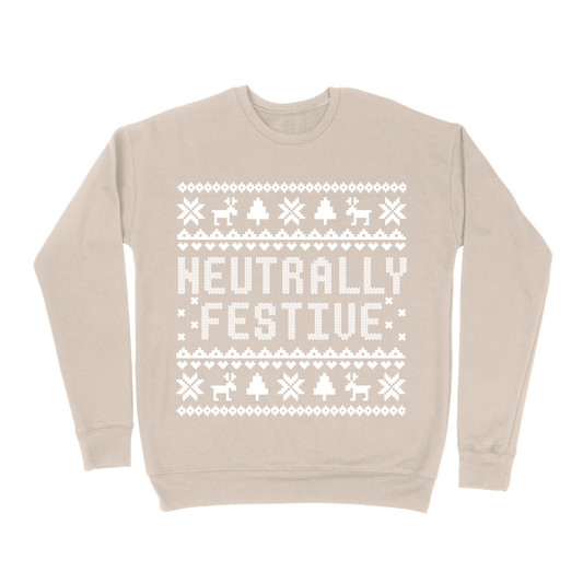 Neutrally Festive Tacky Sweatshirt - Sand