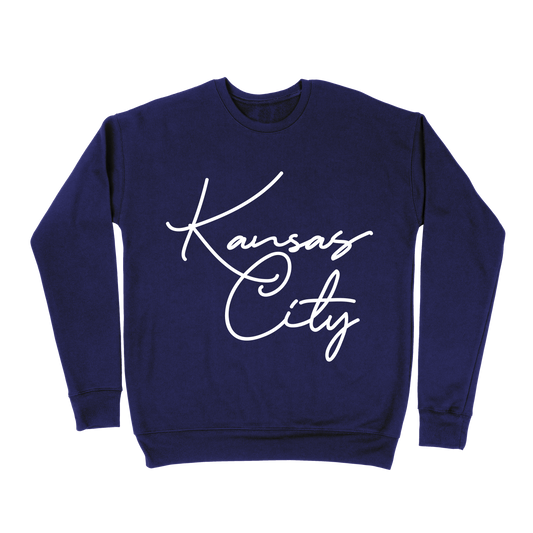 Kansas City Oversized Script Sweatshirt - Navy