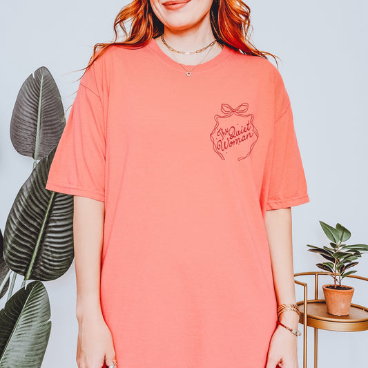The Quiet Woman CC Tee | Bright Salmon