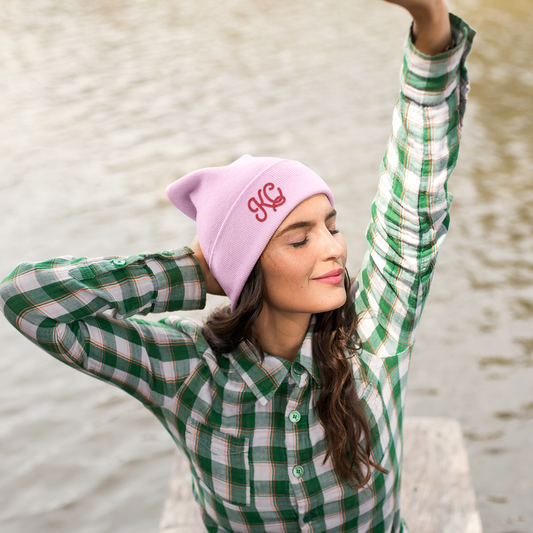 Script KC Beanie - Pink